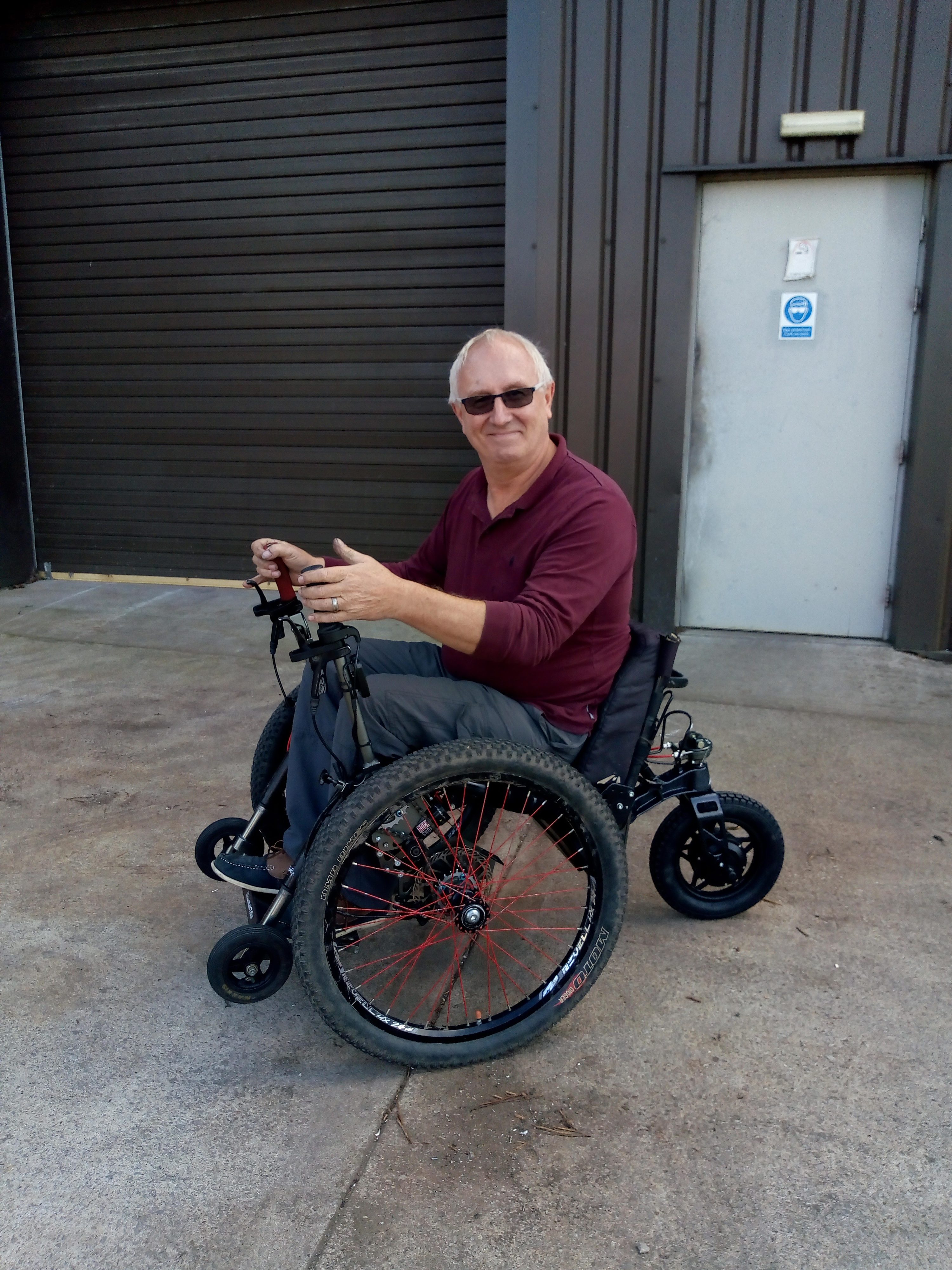 Richard Brooks eKit fitting to his all terrain wheelchair Richard Brooks eKit fitting to his all terrain wheelchair